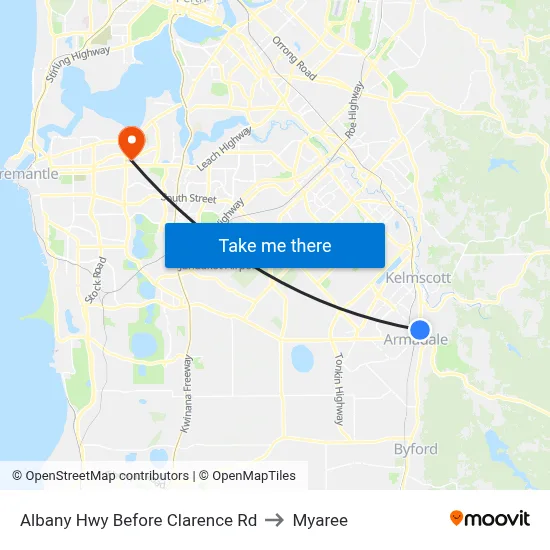 Albany Hwy Before Clarence Rd to Myaree map