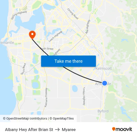 Albany Hwy After Brian St to Myaree map