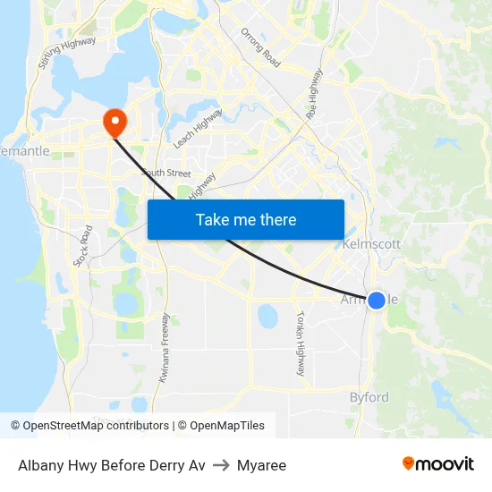 Albany Hwy Before Derry Av to Myaree map