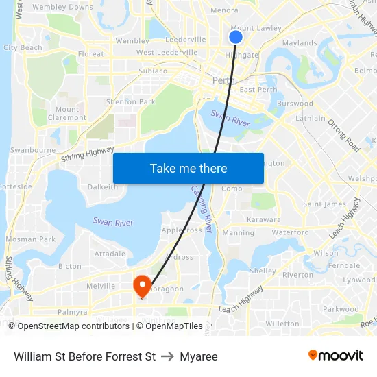 William St Before Forrest St to Myaree map