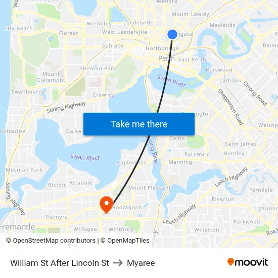 William St After Lincoln St to Myaree map