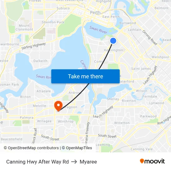 Canning Hwy After Way Rd to Myaree map
