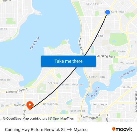 Canning Hwy Before Renwick St to Myaree map