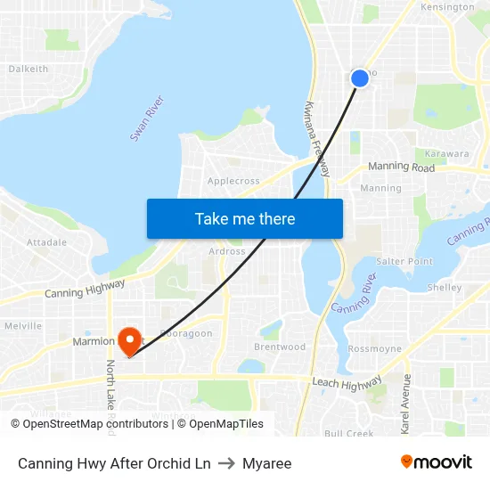 Canning Hwy After Orchid Ln to Myaree map