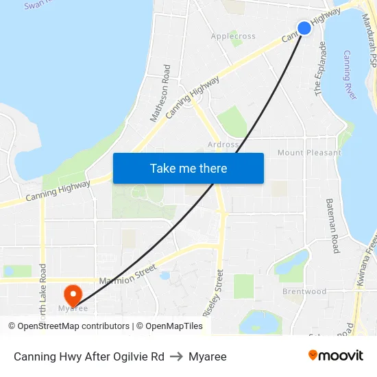 Canning Hwy After Ogilvie Rd to Myaree map