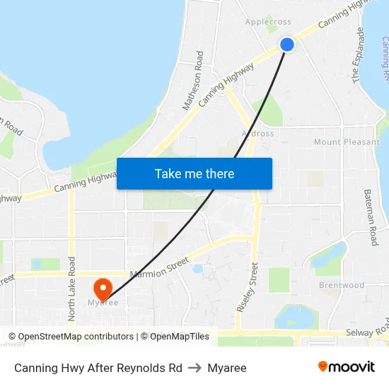 Canning Hwy After Reynolds Rd to Myaree map
