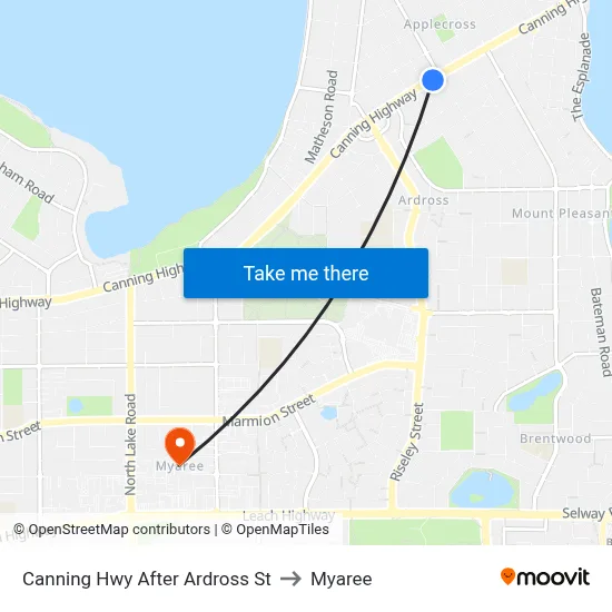 Canning Hwy After Ardross St to Myaree map