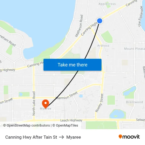 Canning Hwy After Tain St to Myaree map
