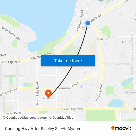 Canning Hwy After Riseley St to Myaree map