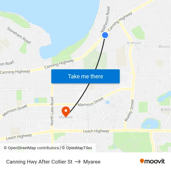Canning Hwy After Collier St to Myaree map
