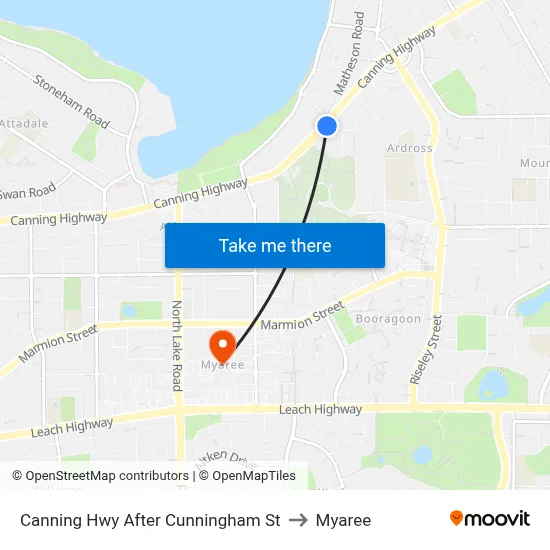 Canning Hwy After Cunningham St to Myaree map