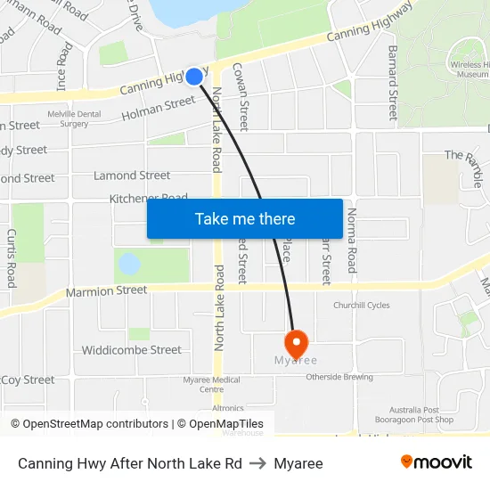 Canning Hwy After North Lake Rd to Myaree map