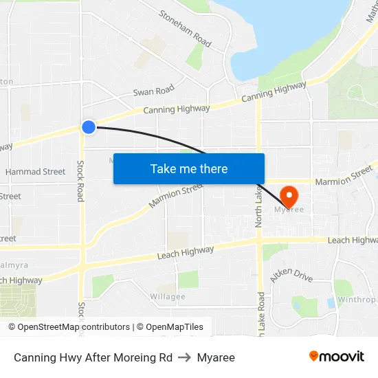Canning Hwy After Moreing Rd to Myaree map