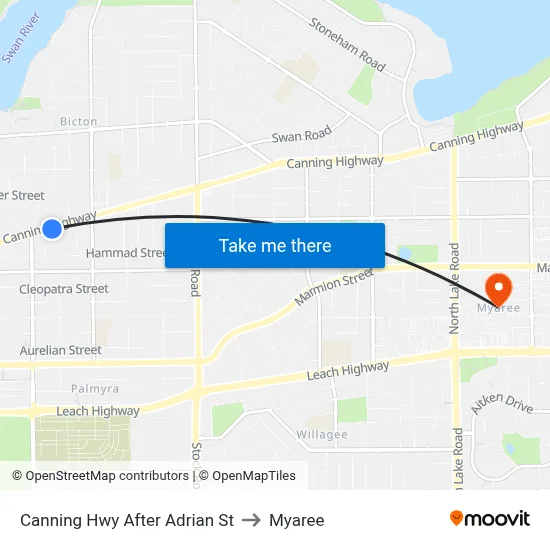 Canning Hwy After Adrian St to Myaree map