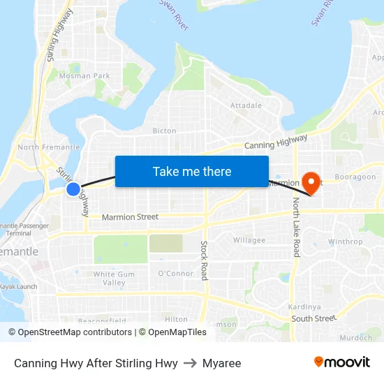 Canning Hwy After Stirling Hwy to Myaree map