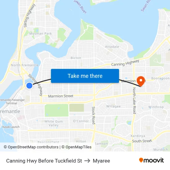 Canning Hwy Before Tuckfield St to Myaree map