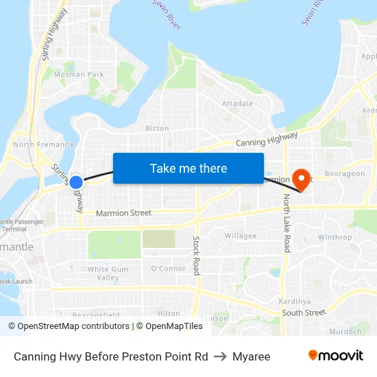 Canning Hwy Before Preston Point Rd to Myaree map