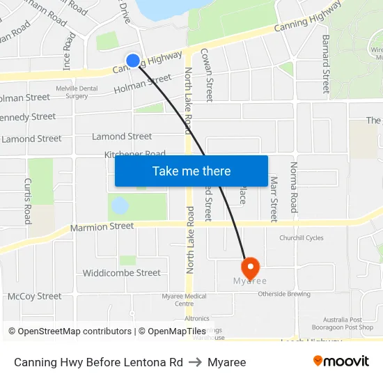 Canning Hwy Before Lentona Rd to Myaree map
