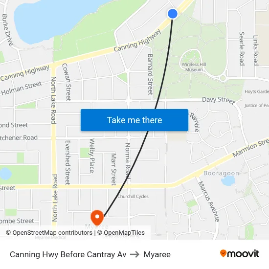 Canning Hwy Before Cantray Av to Myaree map