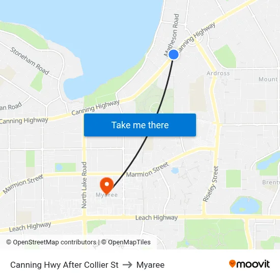Canning Hwy After Collier St to Myaree map