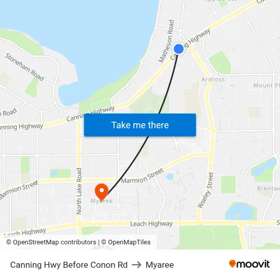 Canning Hwy Before Conon Rd to Myaree map