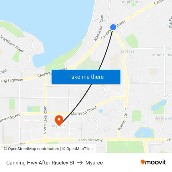 Canning Hwy After Riseley St to Myaree map