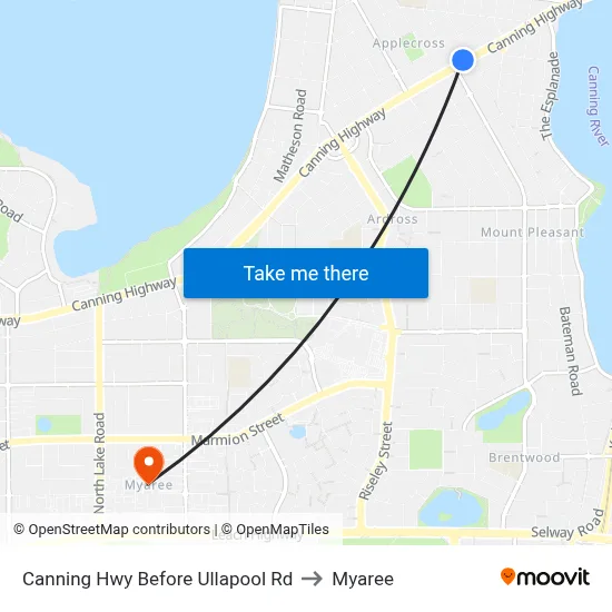 Canning Hwy Before Ullapool Rd to Myaree map