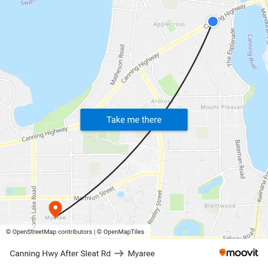 Canning Hwy After Sleat Rd to Myaree map