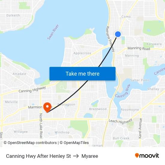 Canning Hwy After Henley St to Myaree map