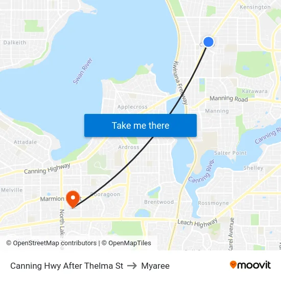 Canning Hwy After Thelma St to Myaree map