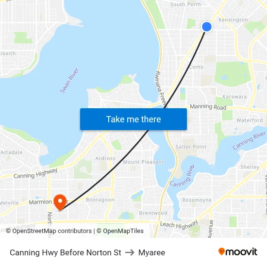 Canning Hwy Before Norton St to Myaree map
