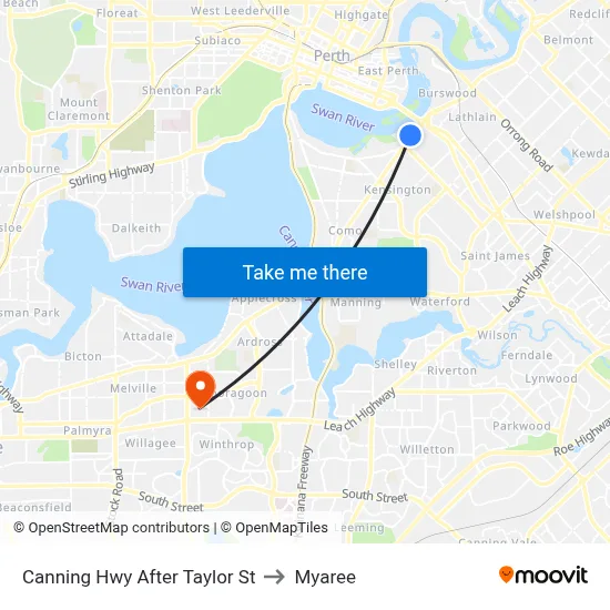 Canning Hwy After Taylor St to Myaree map