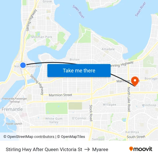 Stirling Hwy After Queen Victoria St to Myaree map