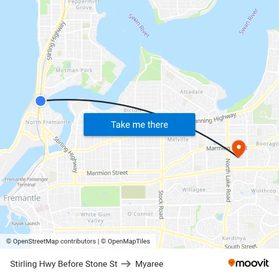 Stirling Hwy Before Stone St to Myaree map
