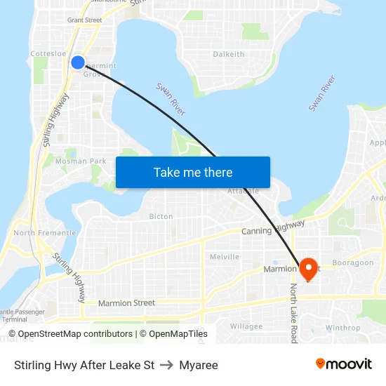 Stirling Hwy After Leake St to Myaree map