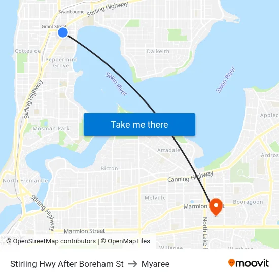 Stirling Hwy After Boreham St to Myaree map