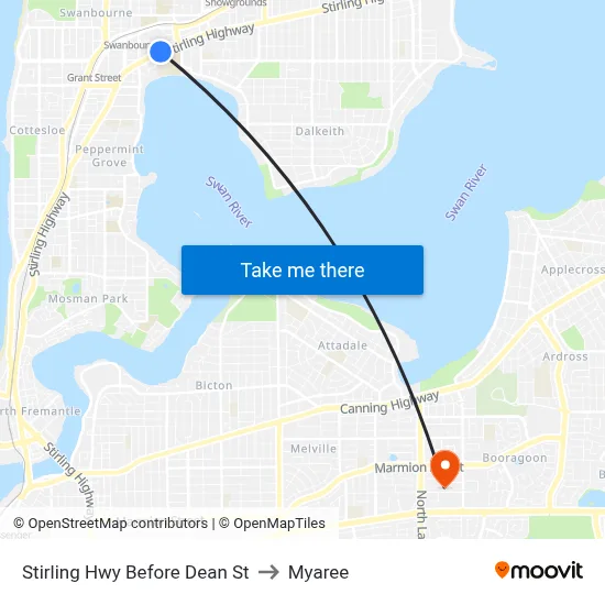 Stirling Hwy Before Dean St to Myaree map