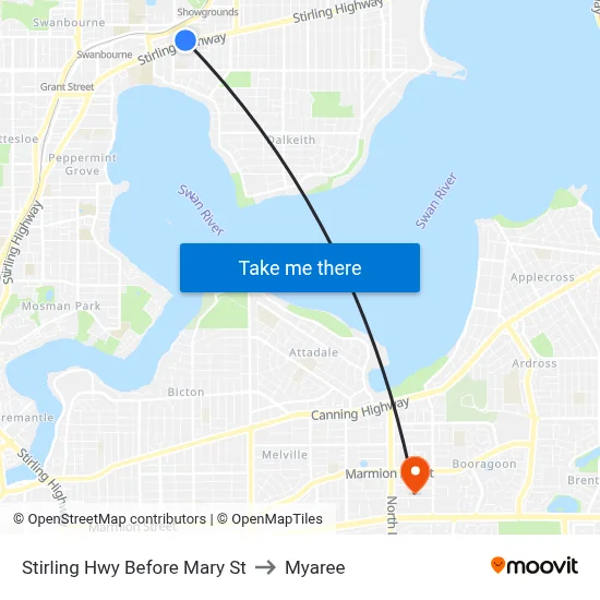 Stirling Hwy Before Mary St to Myaree map
