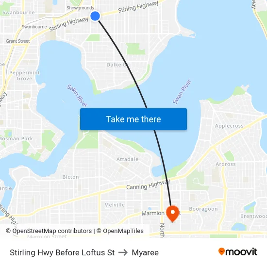 Stirling Hwy Before Loftus St to Myaree map