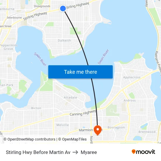 Stirling Hwy Before Martin Av to Myaree map