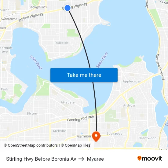 Stirling Hwy Before Boronia Av to Myaree map