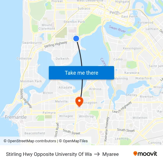 Stirling Hwy Opposite University Of Wa to Myaree map