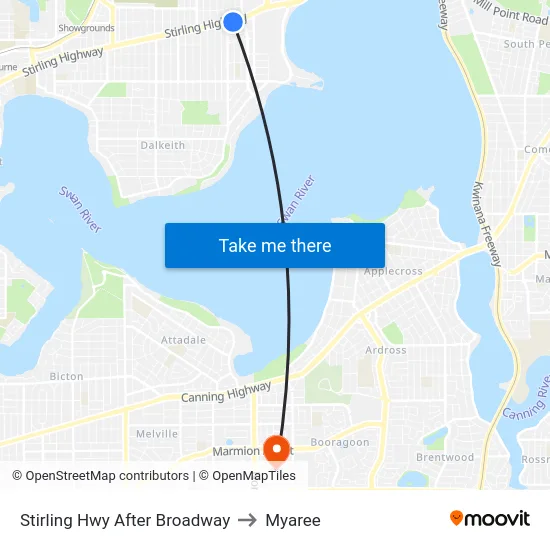 Stirling Hwy After Broadway to Myaree map