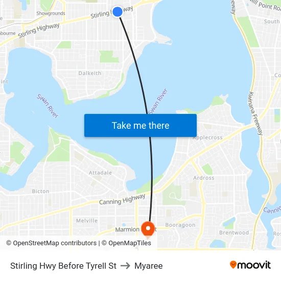 Stirling Hwy Before Tyrell St to Myaree map