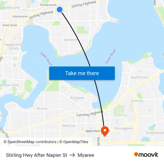 Stirling Hwy After Napier St to Myaree map