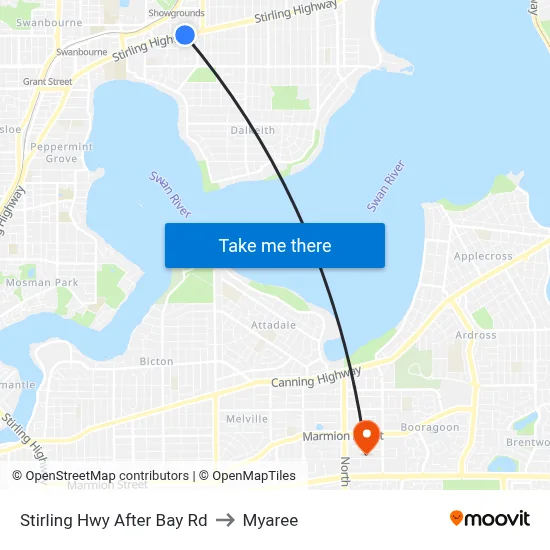Stirling Hwy After Bay Rd to Myaree map