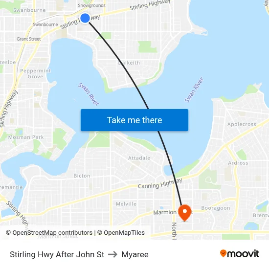 Stirling Hwy After John St to Myaree map