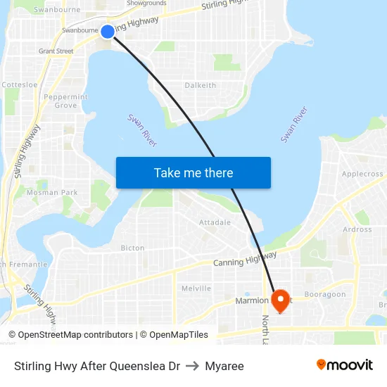 Stirling Hwy After Queenslea Dr to Myaree map