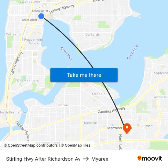 Stirling Hwy After Richardson Av to Myaree map