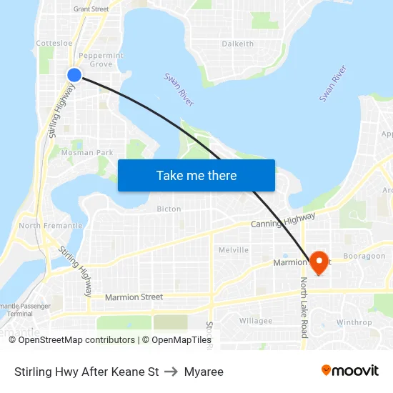 Stirling Hwy After Keane St to Myaree map